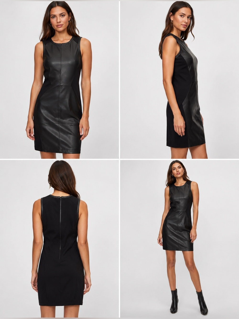 Nordstrom Trouvé Black Leather Panel Sheath Dress
